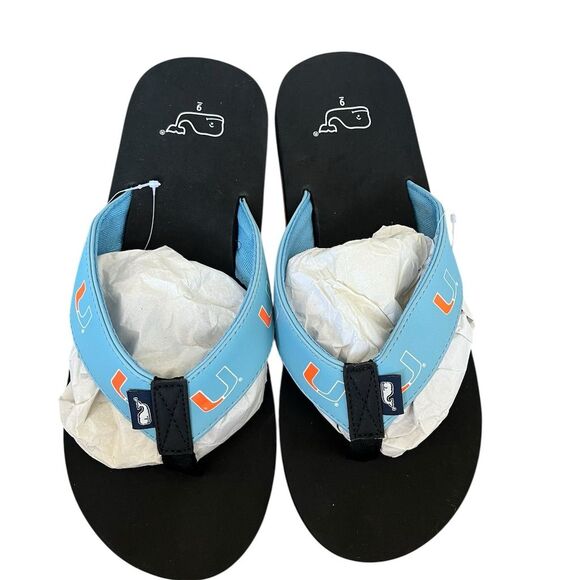 NEW VINEYARD VINES UNIVERSITY OF MIAMI LOGO SANDALS MENS SIZE 9 - Picture 1 of 7
